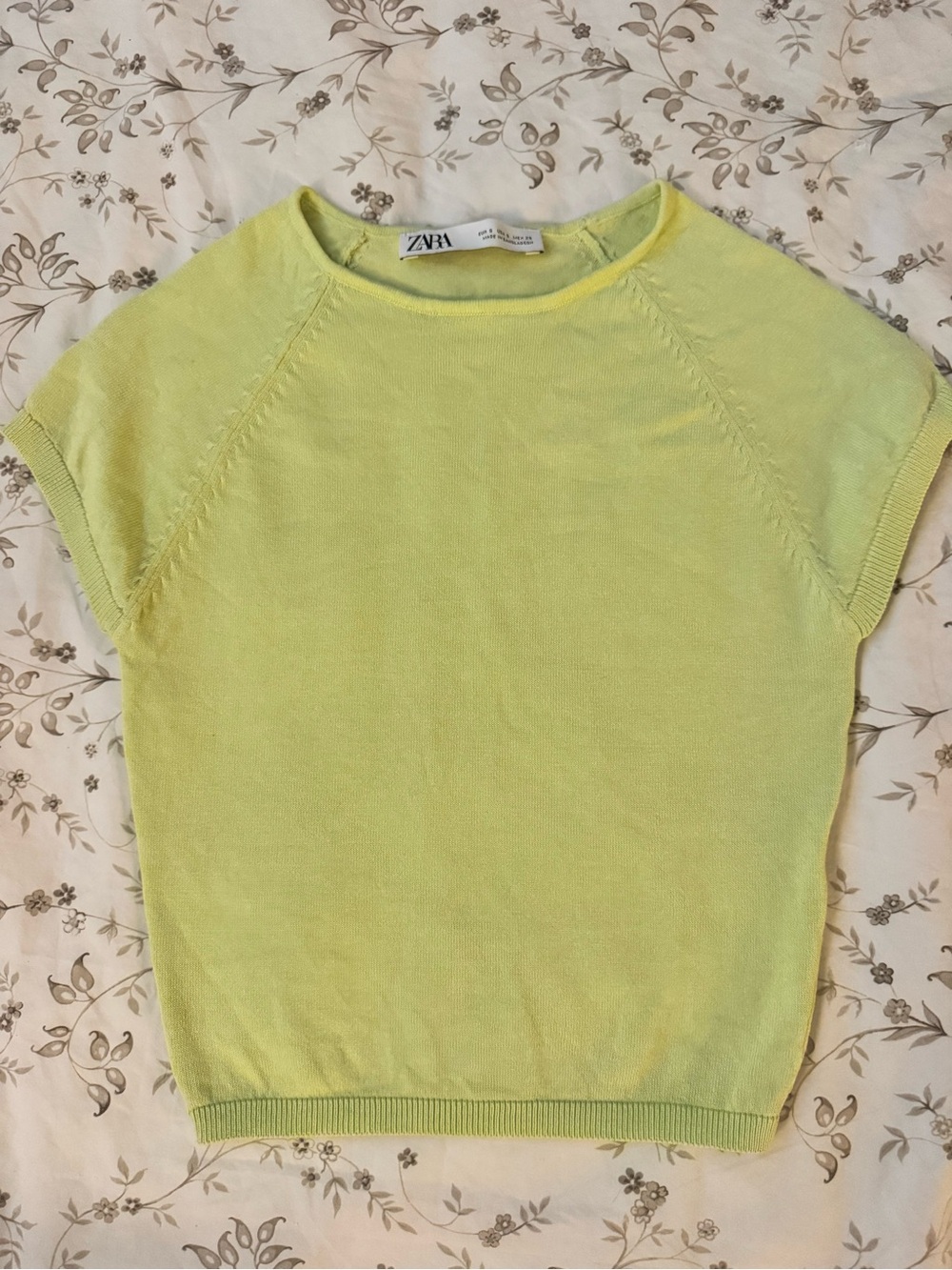 ZARA Lemon Yellow Short Sleeve Knit Top